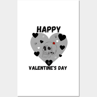 Gothic valentines day skull and heart Posters and Art